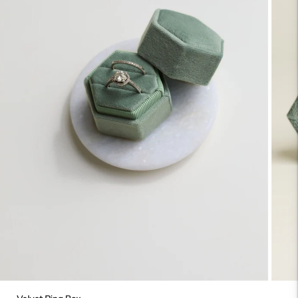 Sage Green Velvet Ring Box